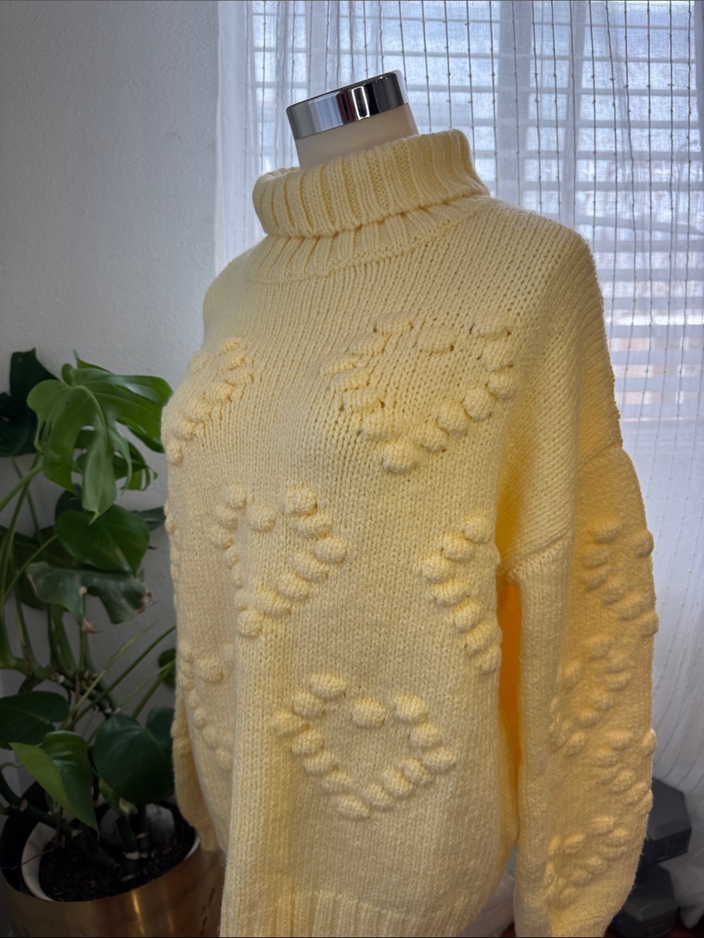 Cozy Turtleneck Sweater in Pale Yellow New York .Co
